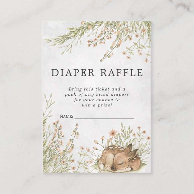Carte D'accompagnement Billet rabat baby shower | Cerf de forêt (Devant)