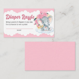 Carte D'accompagnement Billet rabat Baby shower fille éléphant