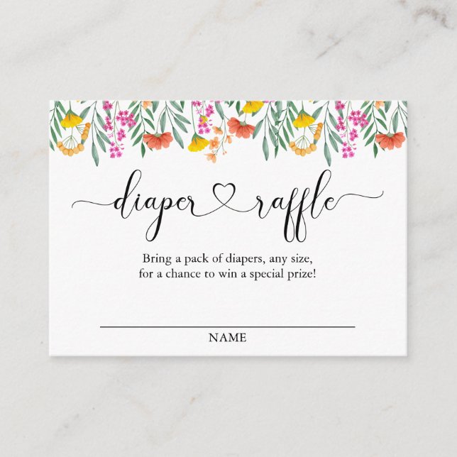 Carte D'accompagnement Billet rabat Baby shower fleur sauvage (Devant)