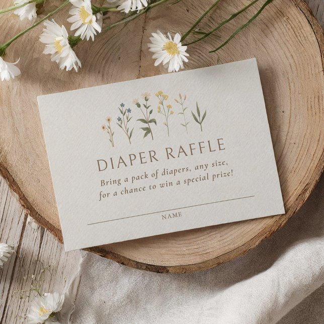 Carte D'accompagnement Billet rabat Baby shower fleur sauvage (Créateur téléchargé)