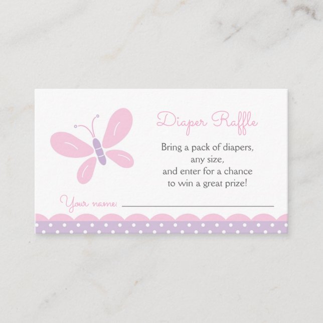 Carte D'accompagnement Billet rabat Baby shower Papillon (Devant)