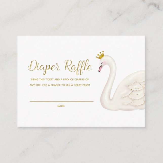 Carte D'accompagnement Billet rabat Faux Gold Swan Diaper (Devant)