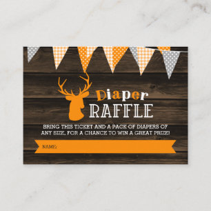 Carte D'accompagnement Billet Rustique Bois Orange Deer Boy Diaper Raffle