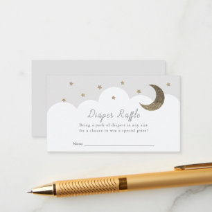 Carte D'accompagnement Billet Stars Lune & Nuages Grey Diaper Raffle