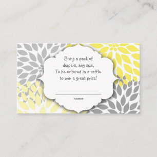 Carte D'accompagnement Billet tombole gris jaune Dahlia ou insérer une ca