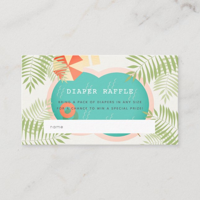 Carte D'accompagnement Billet Tropical Pool Baby shower Déchets (Devant)