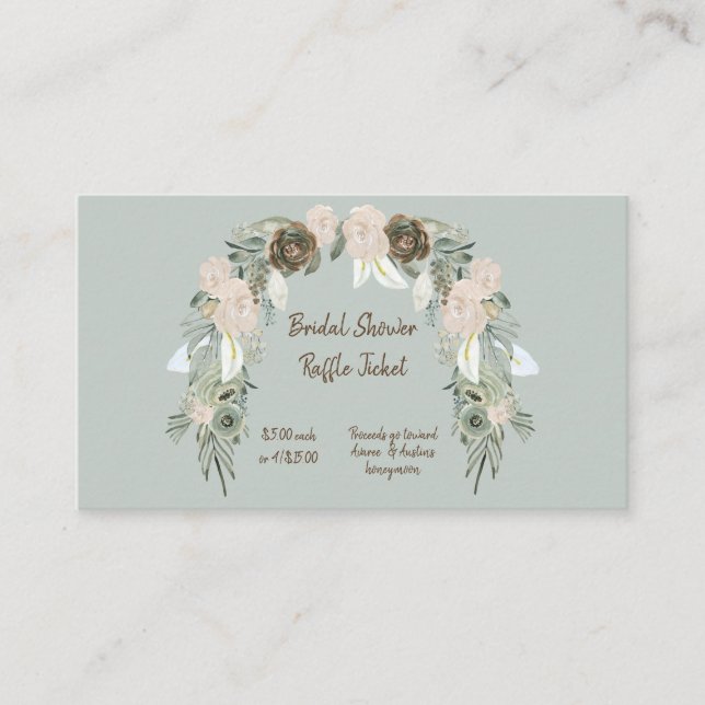 Carte D'accompagnement Billets de Fête des mariées à l'aquarelle verte Sa (Devant)