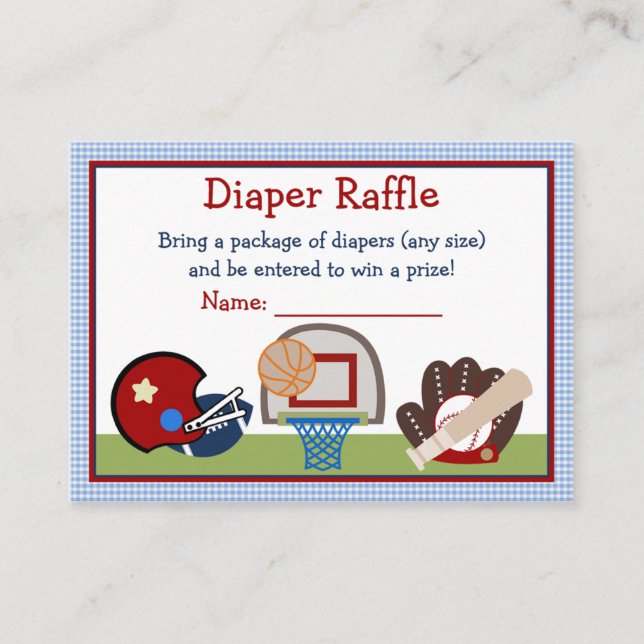 Carte D'accompagnement Billets de rabat Baby shower Diaper Sports Varsity (Devant)