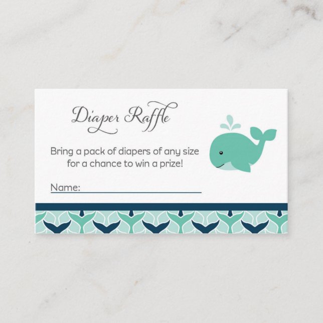 Carte D'accompagnement Billets de roussettes de Baby shower de baleine (Devant)