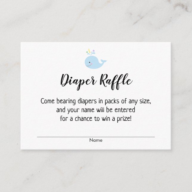 Carte D'accompagnement Billets de rousseur baby shower avec baleine bleue (Devant)