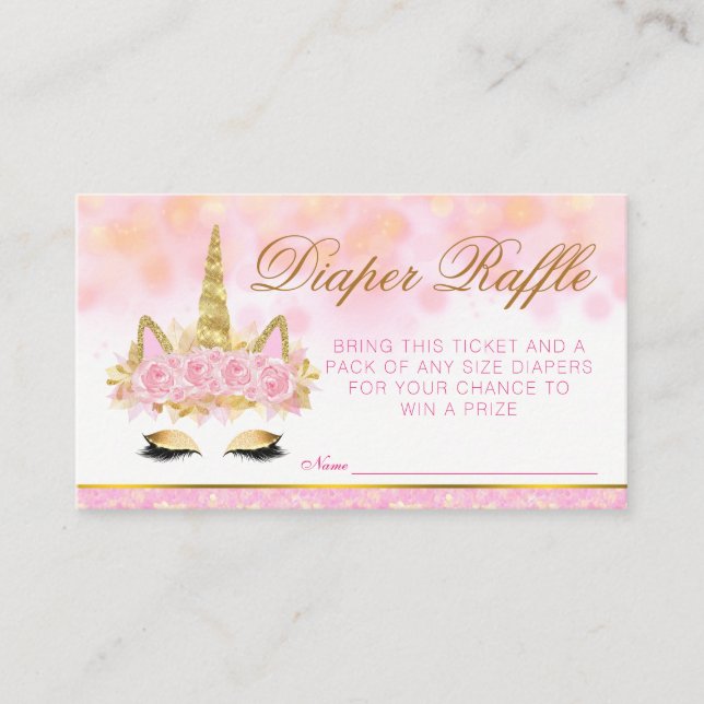 Carte D'accompagnement Billets de rousseur Unicorne en or rose (Devant)