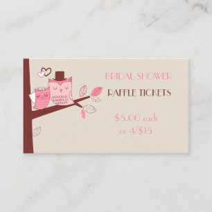 Carte D'accompagnement Billets de tombola Couple de hiboux Mariés et Mari