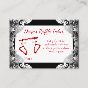 Carte D'accompagnement Billets de tombola pour couches Rouge Noir Argent