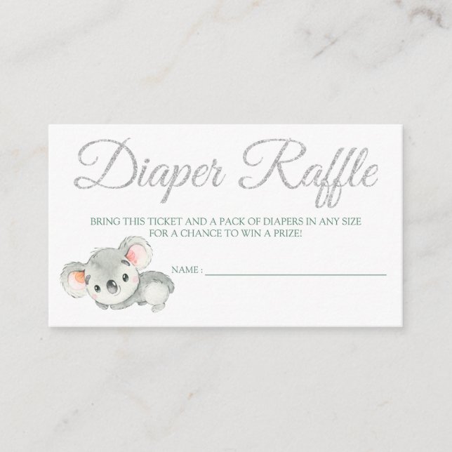 Carte D'accompagnement Billets Koala Diaper Raffle Card pour Baby shower (Devant)