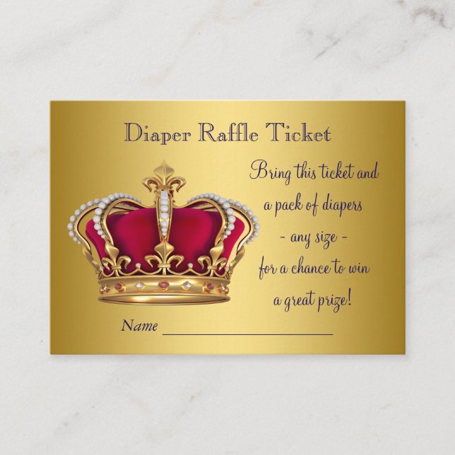 Carte D'accompagnement Billets Prince Diaper Raffle (Devant)