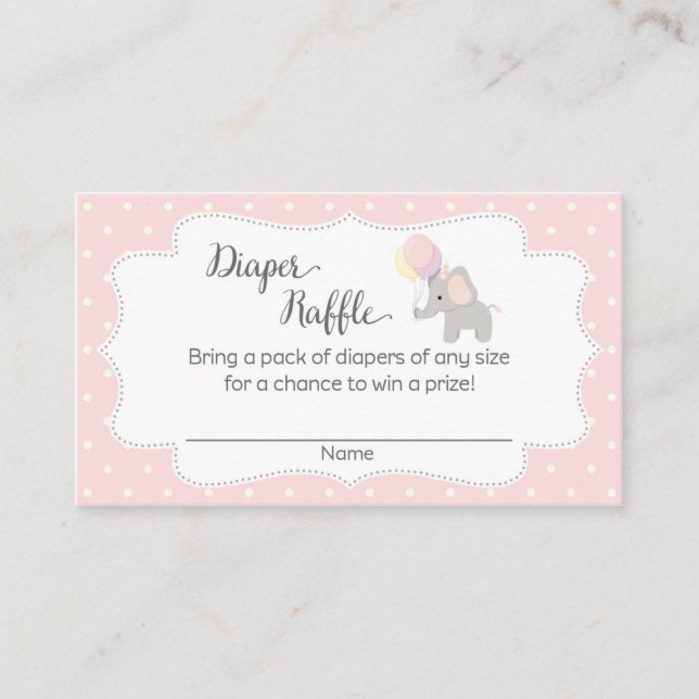 Carte D'accompagnement Billets rabat Baby shower Eléphant Rose (Devant)