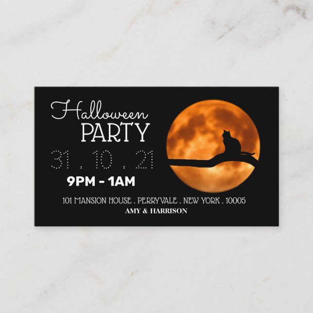 Carte D'accompagnement Billetterie de la fête d'Halloween de la Silhouett (Devant)