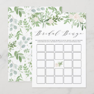Carte D'accompagnement Bingo Fête des mariées de fleurs vertes et blanche