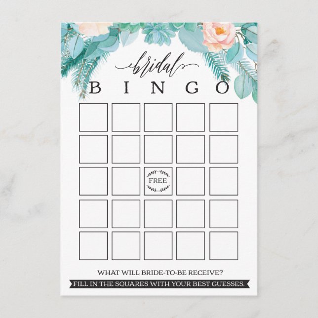 Carte D'accompagnement Bingo Fête des mariées Floral Chic moderne (Devant)