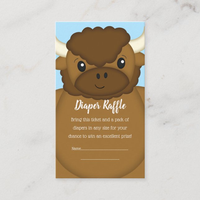 Carte D'accompagnement Bison Buffalo Baby shower Bleu (Devant)