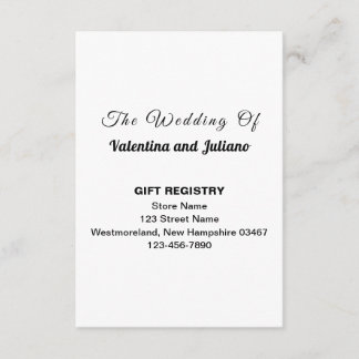 Carte D'accompagnement Black and White Typography Gift Registry Portrait