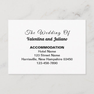 Carte D'accompagnement Black and White Typography Wedding Accommodation