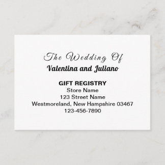 Carte D'accompagnement Black and White Typography Wedding Gift Registry