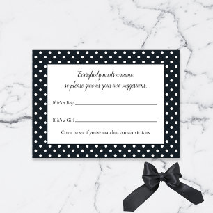 Carte D'accompagnement Black Bow Baby Name Suggestion Baby shower Jeu