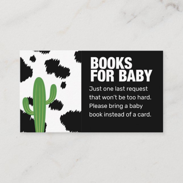 Carte D'accompagnement Black Cow Imprimer Apportez un jeu de Baby shower  (Devant)