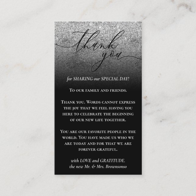 Carte D'accompagnement Black Custom Photo Gris Gris Merci Argent (Devant)