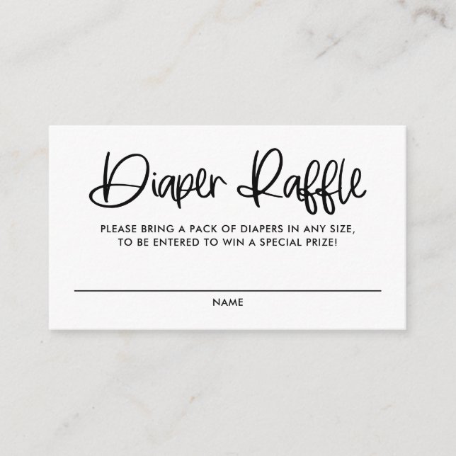 Carte D'accompagnement Black Cute Moderne Calligraphie Diaper Jeux de Raf (Devant)