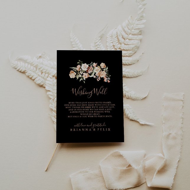 Carte D'accompagnement Black Forme Royal Floral Mariage Wishing well (Créateur téléchargé)