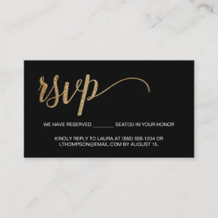 Carte D'accompagnement Black Gold RSVP no mailing Réservé Siège Petit