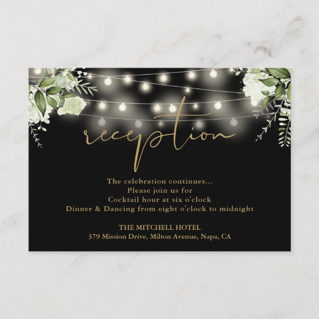 Carte D'accompagnement Black Gold String éclaire la réception de mariage  (Devant)