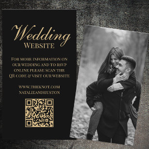 Carte D'accompagnement Black Gold Victorian RSVP QR Code Mariage site Web