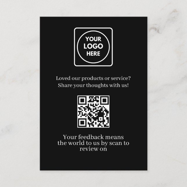 Carte D'accompagnement Black QR | Customer Feedback & Review Link (Devant)