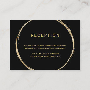 Carte D'accompagnement Black Rustic Gold Cercle Frame Réception de mariag