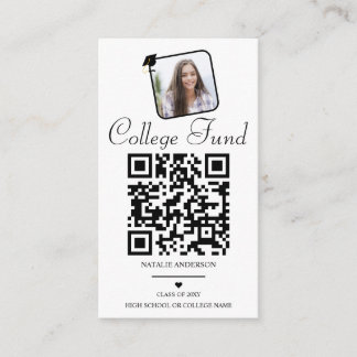 Carte D'accompagnement Black White College Fund QR Graduation
