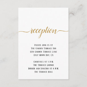 Carte D'accompagnement Black White Gold Script Réception de mariage minim