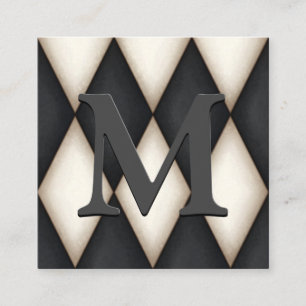 Carte D'accompagnement Black & White Harlequin Dramatic Custom Monogram