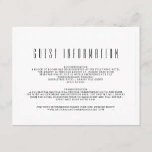 Carte D'accompagnement Blanc clair   Informations sur le client mariage
