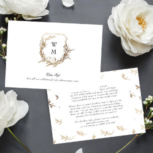 Carte D'accompagnement Blanc Noir Classic Or crest détails mariages