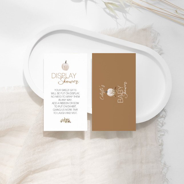 Carte D'accompagnement Blanc Rustique Boho Citrouille Baby Display Douche (Créateur téléchargé)