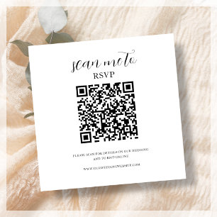Carte D'accompagnement BLANCHE   Code QR RSVP de mariage