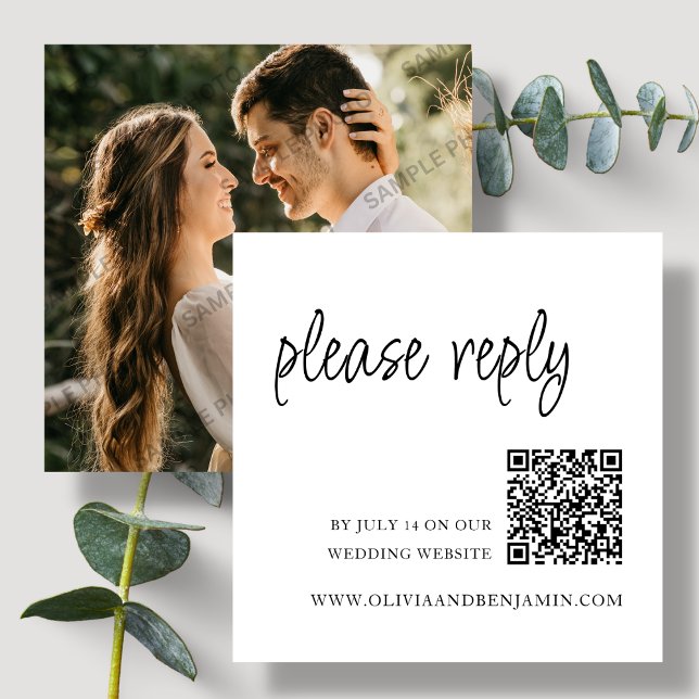 Carte D'accompagnement BLANCHE | Code QR RSVP de mariage (Créateur téléchargé)