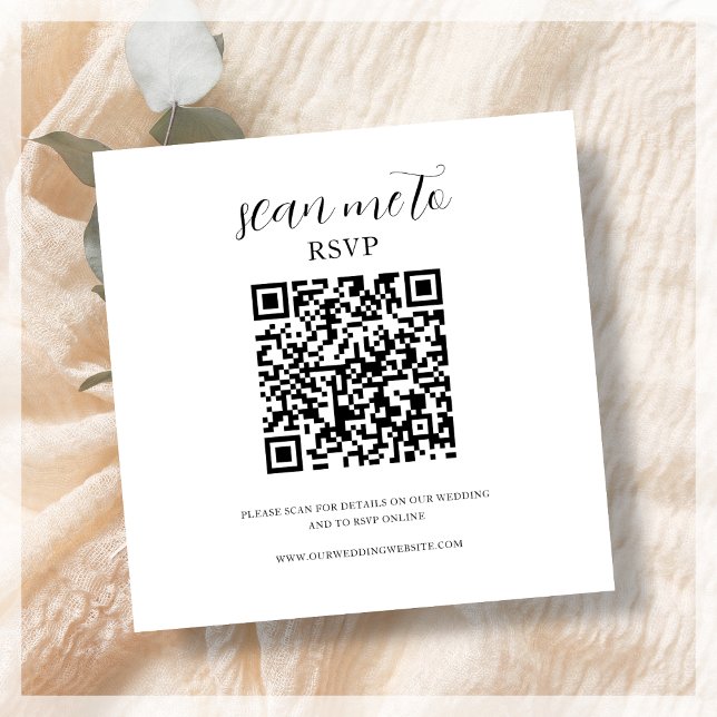 Carte D'accompagnement BLANCHE | Code QR RSVP de mariage (Créateur téléchargé)