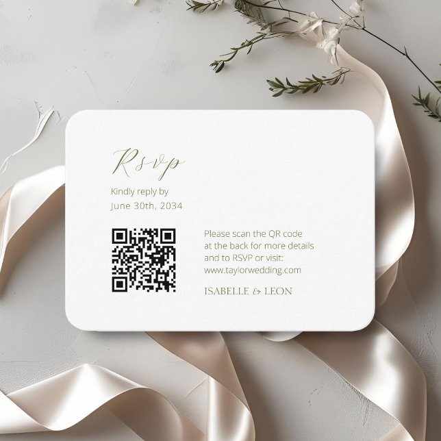Carte D'accompagnement BLANCHE | Mariage de code QR simple Chic (Créateur téléchargé)