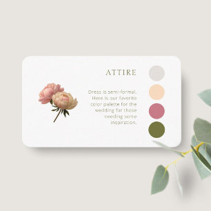 Carte D'accompagnement BLANCHE   Pastel Rose Mariage Code vestimentaire