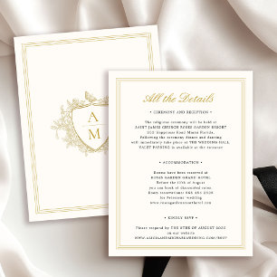 Carte D'accompagnement Blason de mariage classique vintage formel monogra
