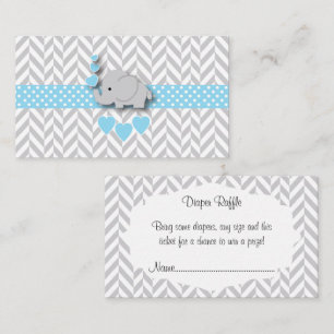 Carte D'accompagnement Bleu blanc gris Eléphant Baby shower Déchets Raffl